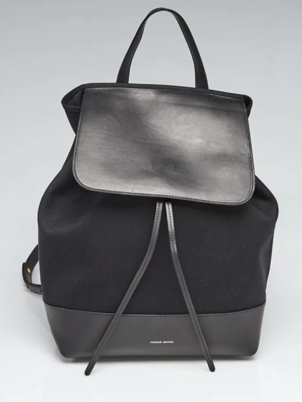Mansur Gavriel Leather and Canvas Mini Bucket Backpack Bag